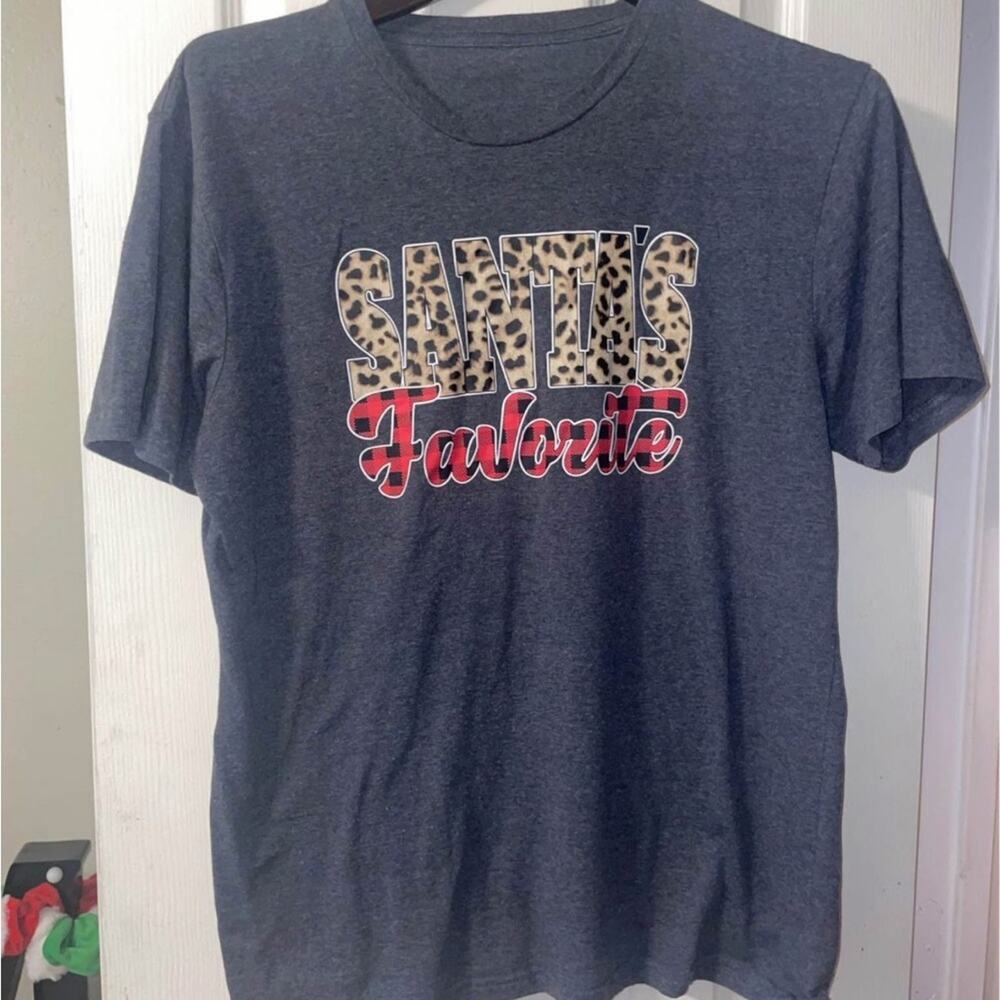Gray Short Sleeve Christmas Slogan Tee